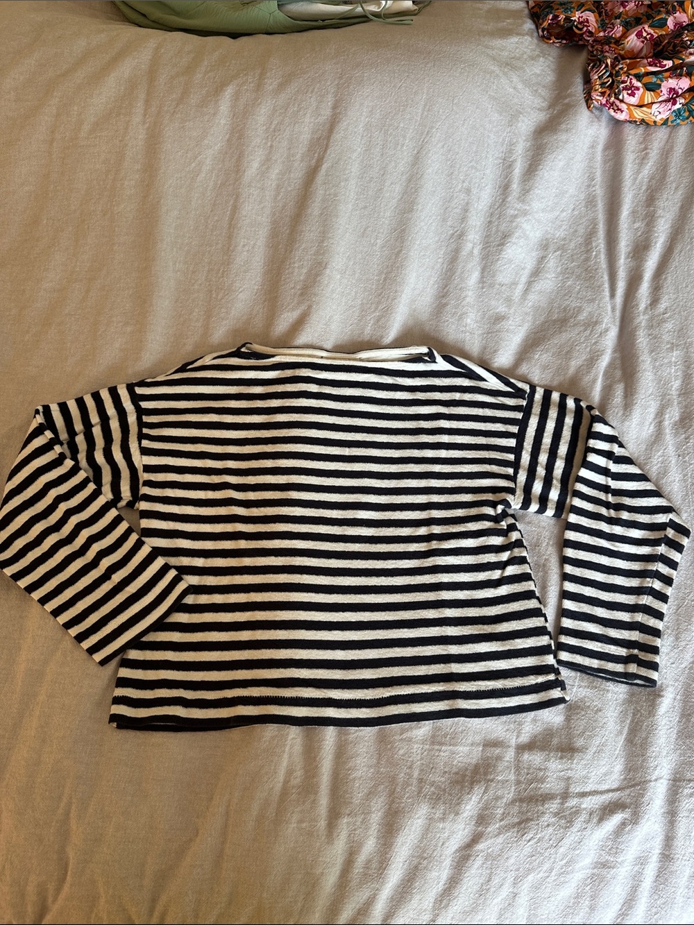 Navy and white boatneck top